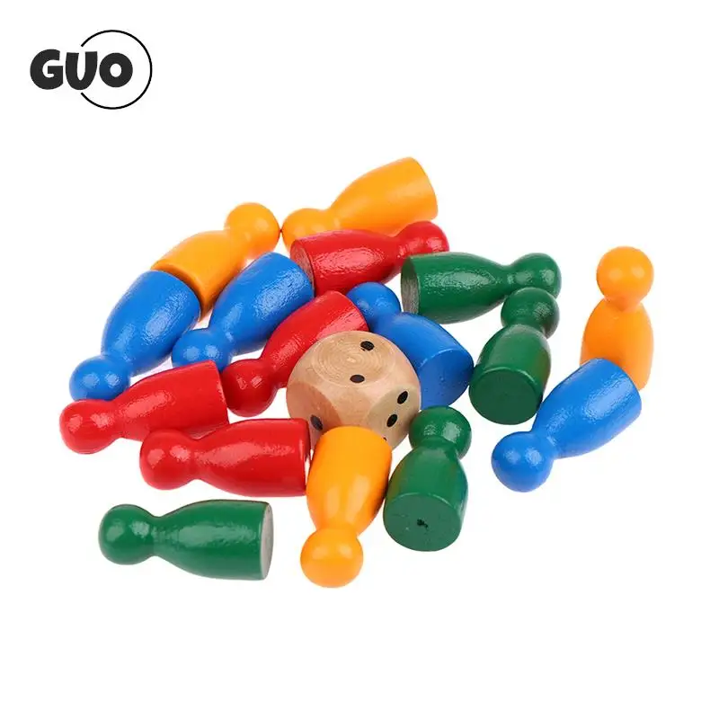 16Pcs Children Humanoid Wooden Puzzle Game Board Game Chess Pieces