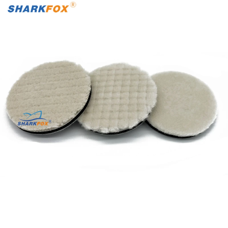 Sharkfox 3/5 Inch Japan Wool Polish Pad For DA RO Car Polisher Polishing Tray 80mm125mm Cutting Pad Car Clean Product 5