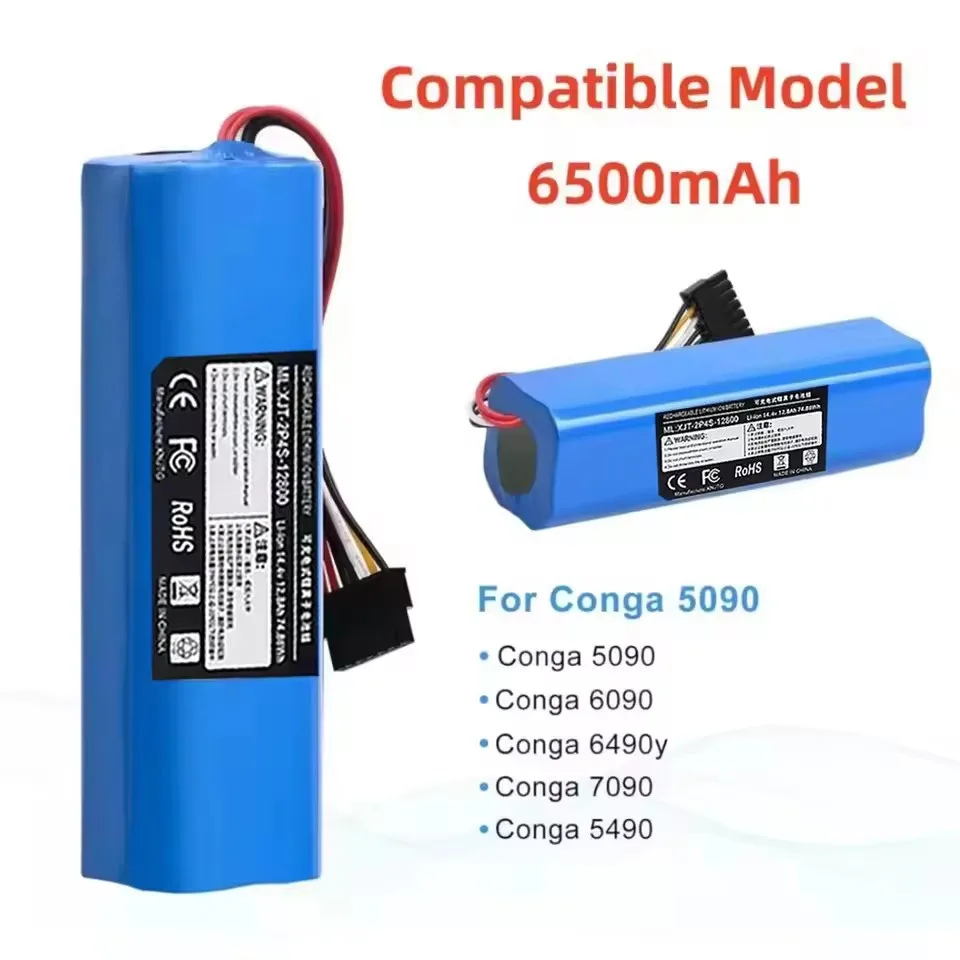 New upgrade 6500mAh Batterie de Remplacement pour Conga 5090, 6090, 6490y, 7090,5490 14.8V Li-ION Batterie Aspirateur Robot 2