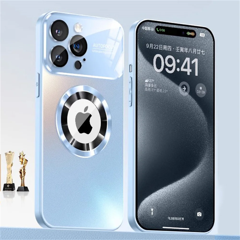 Titanium Metallic Luxury Matte Case with AG Glass Full Lens Protector Cover