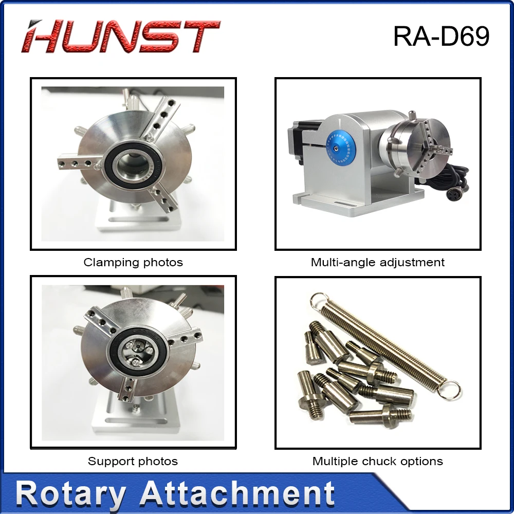 헌스트 파이버 레이저 마킹 링 로터리 부품, 드라이버 작업대 직경 3-91mm, 레이저 조각 D69 로터리 부착물