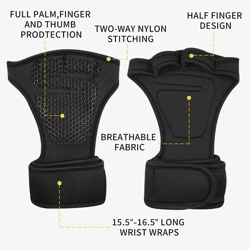 1 Pairs Weightlifting Training Gloves for Men Women Fitness Sports Body Building Gymnastics Gym Hand Wrist Palm Protector Gloves 2