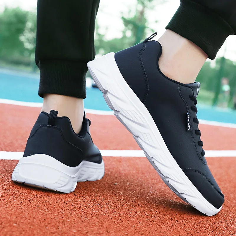 Running Shoes Men Sneakers Black Sport Shoes for Men Running Ultralight PU Leather Waterproof Athletic