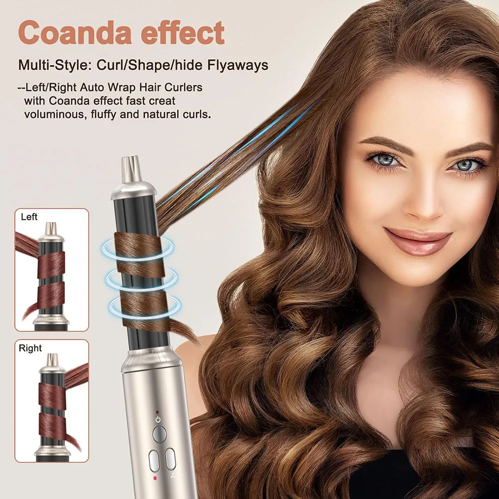 110,000 RPM High Speed 6 in1 Hair Dryer Brush Automatic Curling Iron Curler and Straightener Negative Ion Hot Air Comb Blowdryer 6