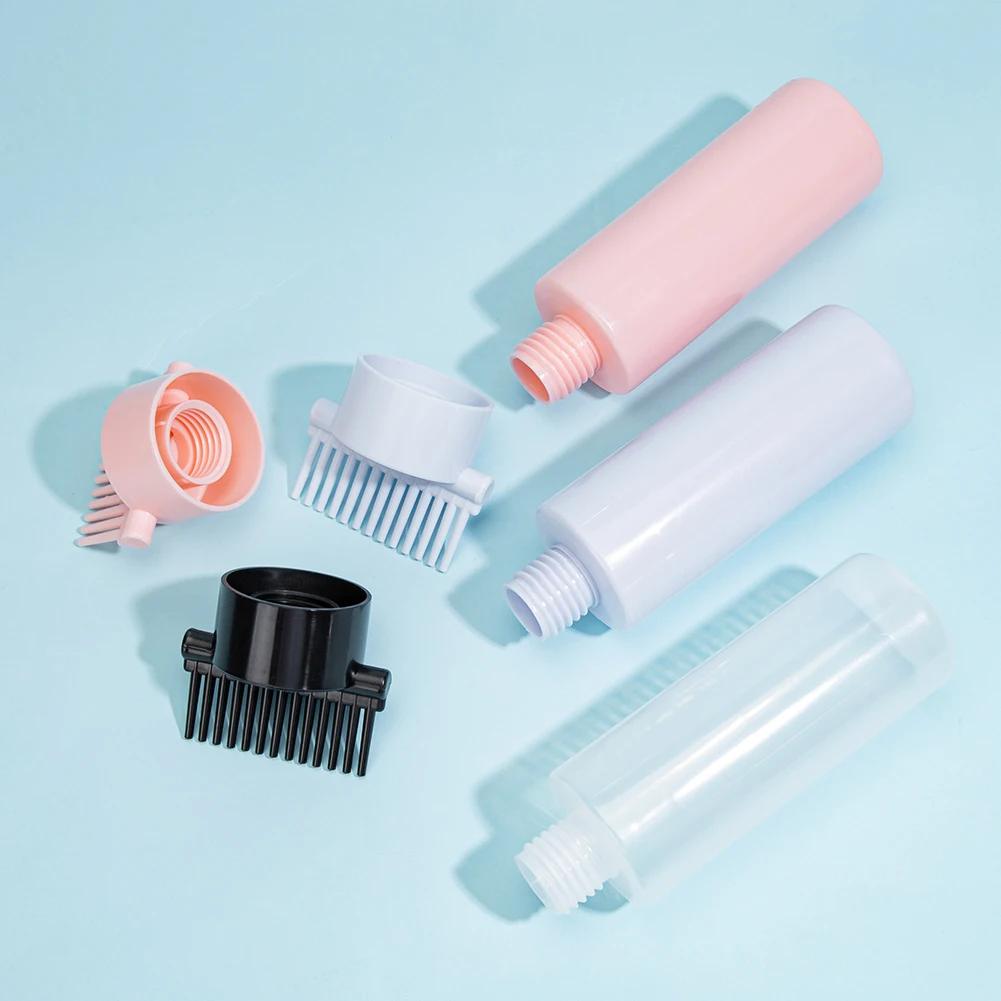 Hair Dye with Graduated Scale Empty Hair Comb Applicator Refillable Multicolor Squeeze Bottle Applicator for Oil Salon Care