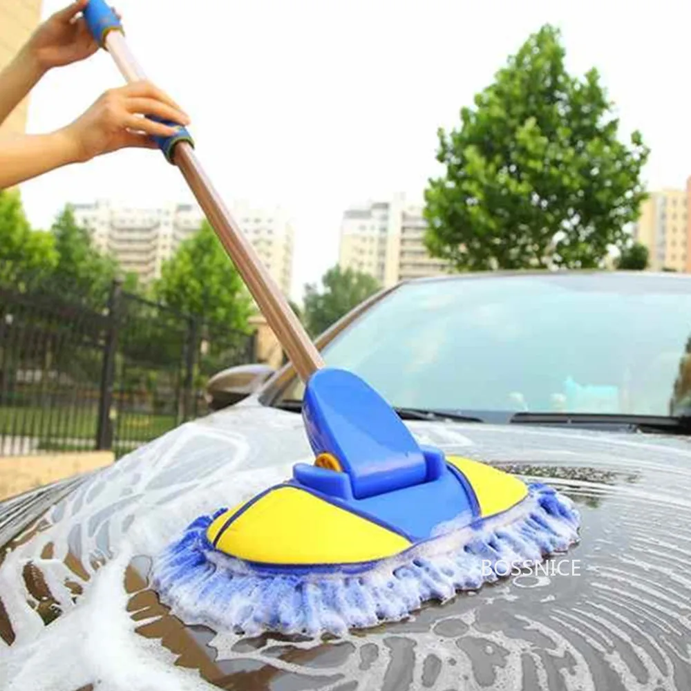 Cepillo de lavado de coche curvo de 15 ° con mango telescópico, mopa de  limpieza de