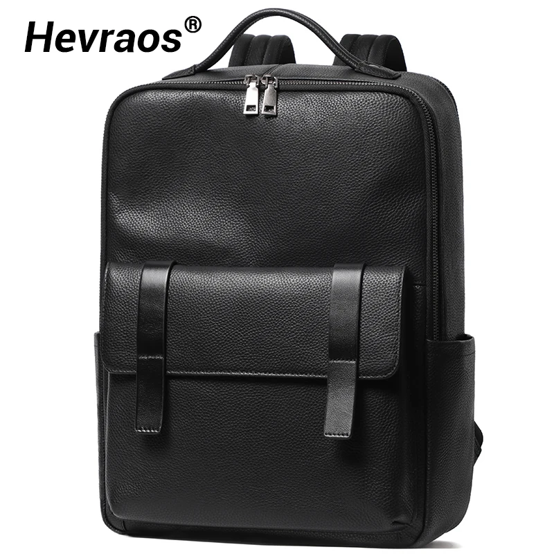 Men's Backpack Genuine Leather Large-capacity 15.6 Inch Laptop Bag Fashion Design Multiple Pockets Backpack Men School Bags 2