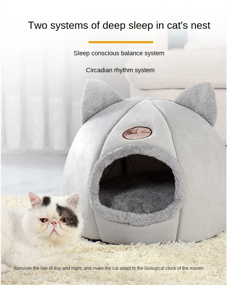 Title 3, Cat Nest Winter Warm Cold-proof Pet Home Nest L...