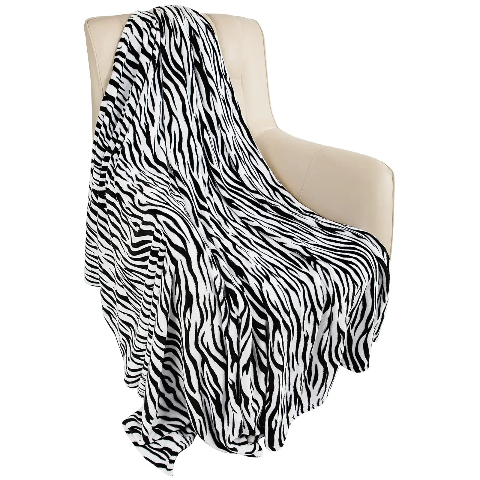 FlannelFleeceThrowBlanketforCouchZebraBlanketBlackWhiteFuzzy