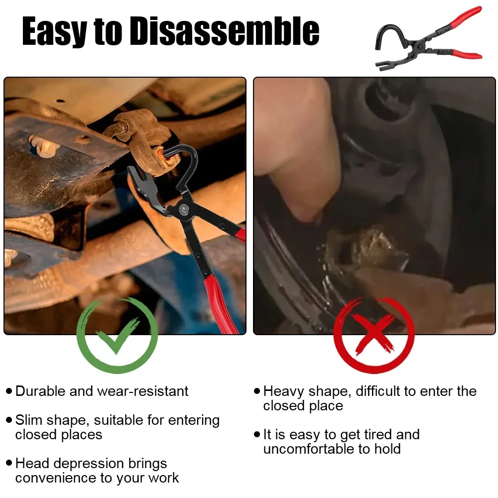 Exhaust Hanger Pliers Kit Professional Rubber Gasket Puller Heat-Resistant Gripper for Car/Truck/Motorcycle Repair