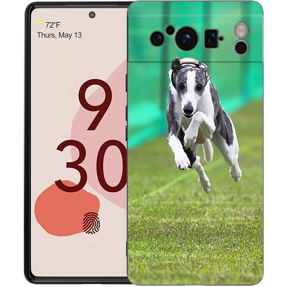 Elegant Greyhound Dog Design Black Soft TPU Phone Case