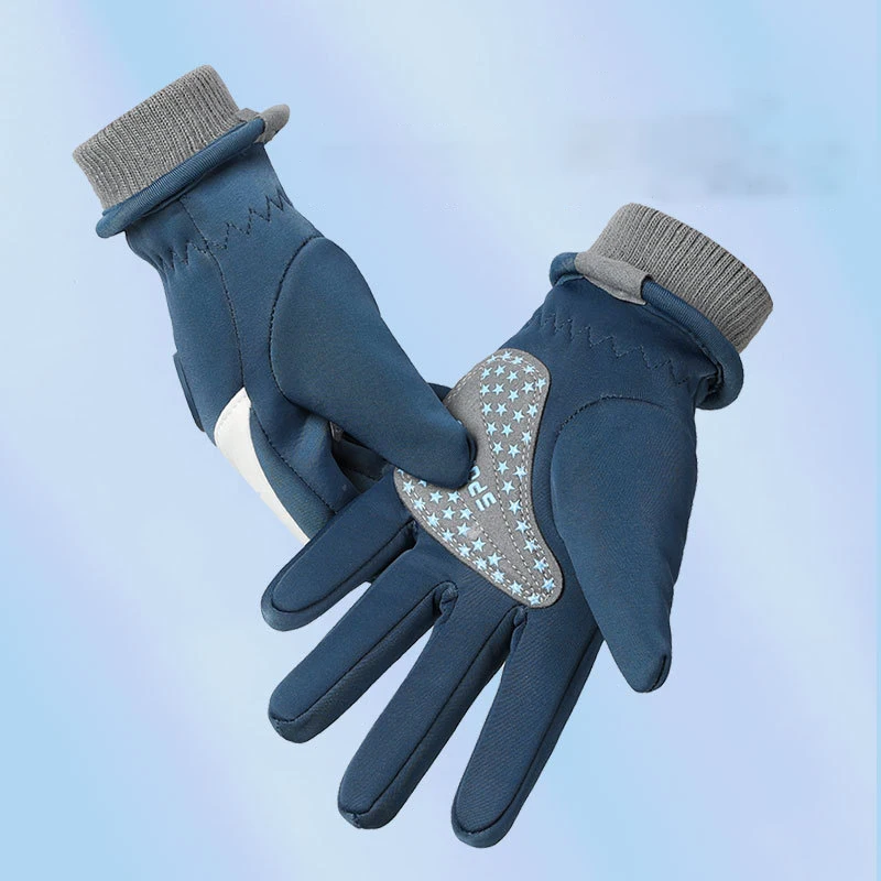Children Skiing Cycling Gloves Warm Winter Boy Girl Fleece Roundel Thick Anti-Slip Kids Cute Soft Waterproof Motorcyclist Gloves 3