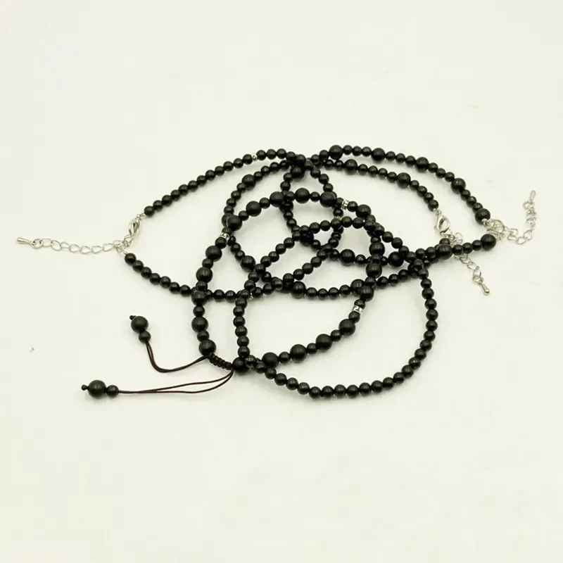 Trendy Gemstone Shungite Ankle Bracelet Healing Crystal Stone Anklet Matte Beads Protection against Radiation