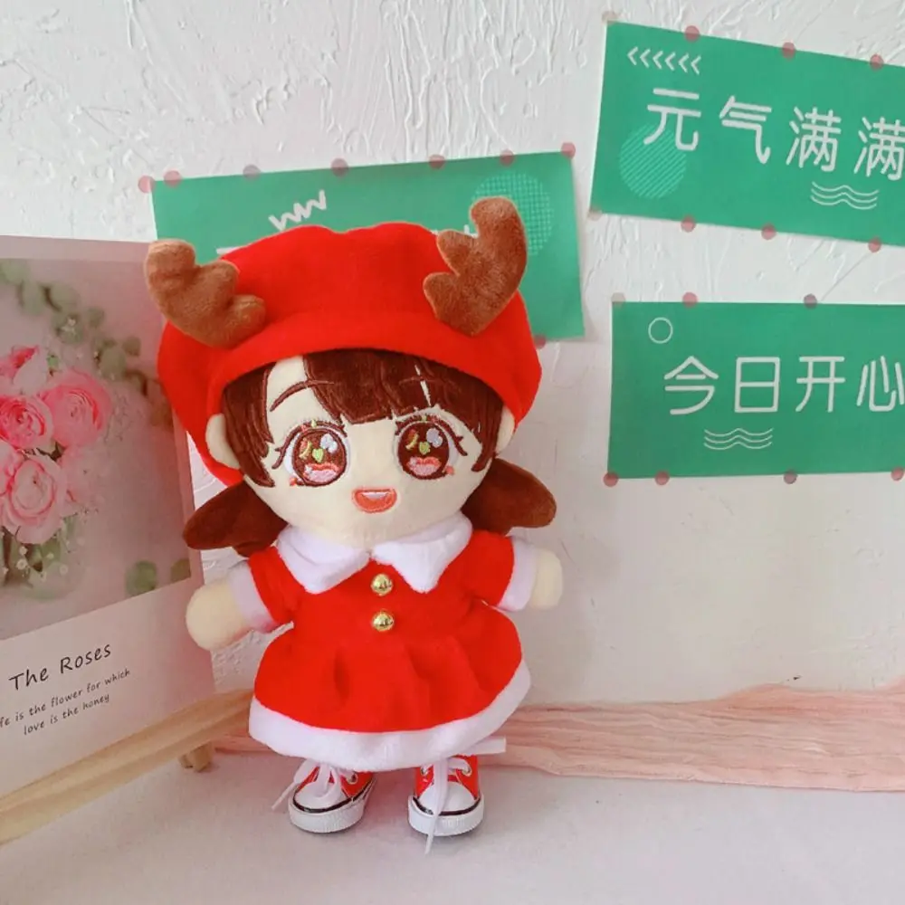 Elk Santa Claus Cotton Doll Dress Plush Stuffed Reindeer Xmas Cotton Doll‘s Clothes Soft Korea 20CM Doll Plush Toys Clothing