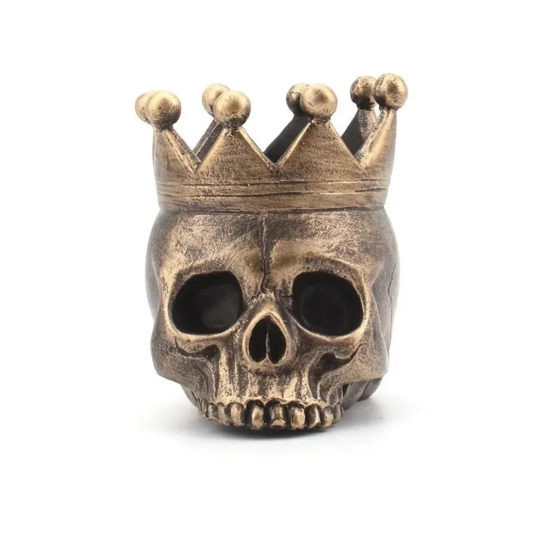 3D Crown Skull Candle Holder Resin Skull Candlestick Halloween Decoration Skeleton Candle Base Home Halloween Decor Supplies