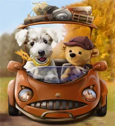 100-Piece Dog-Themed Relaxation Jigsaw Puzzle for All Ages - Perfect Educational Gift (109 Journey car)