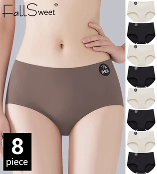 FallSweet 8PCS Seamless Mulberry Silk Panties for Women Ultra Thin High Elastic Invisible Briefs Soft Comfortable Lingerie M-2XL
