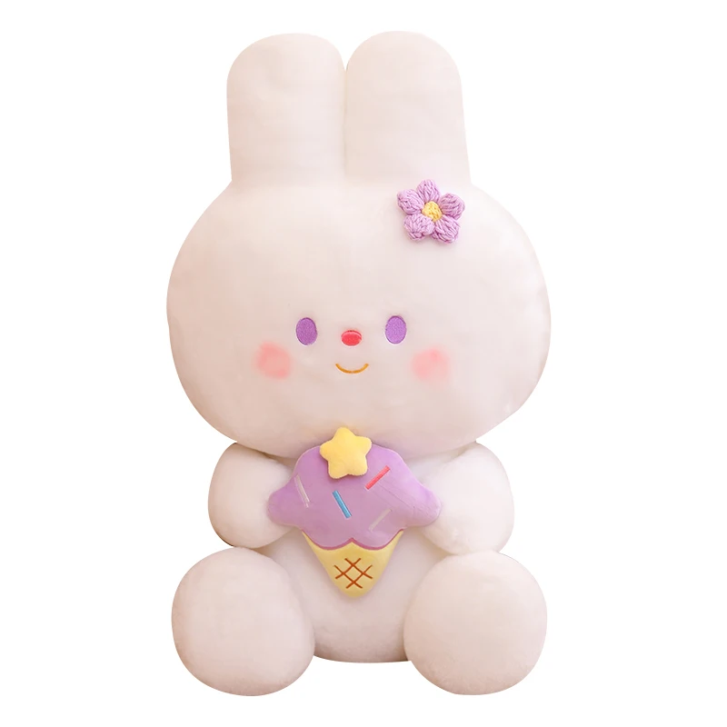 Kawaii Sweet Bunny Stuffed Animal Plush Toy Cute Small Purple Flower Rabbit Plushies Gift for Baby Girls Birthday Children's Day