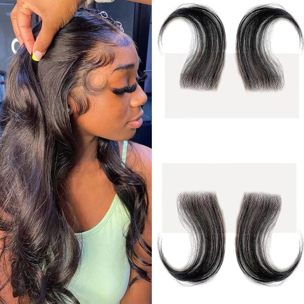 Human Hair Bangs WYQIVY Edges Hair Baby Hair Edges 100% Human Wig Hairline, Wigs Human for Black Women in Natural Black,Lace Bab