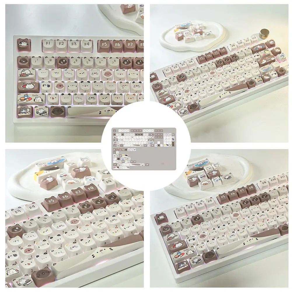 

140 S Caps Cute Meow Mao Profile Pbt Dye Sublimation For Mx Mechanical Board Caps Accessories D9c7