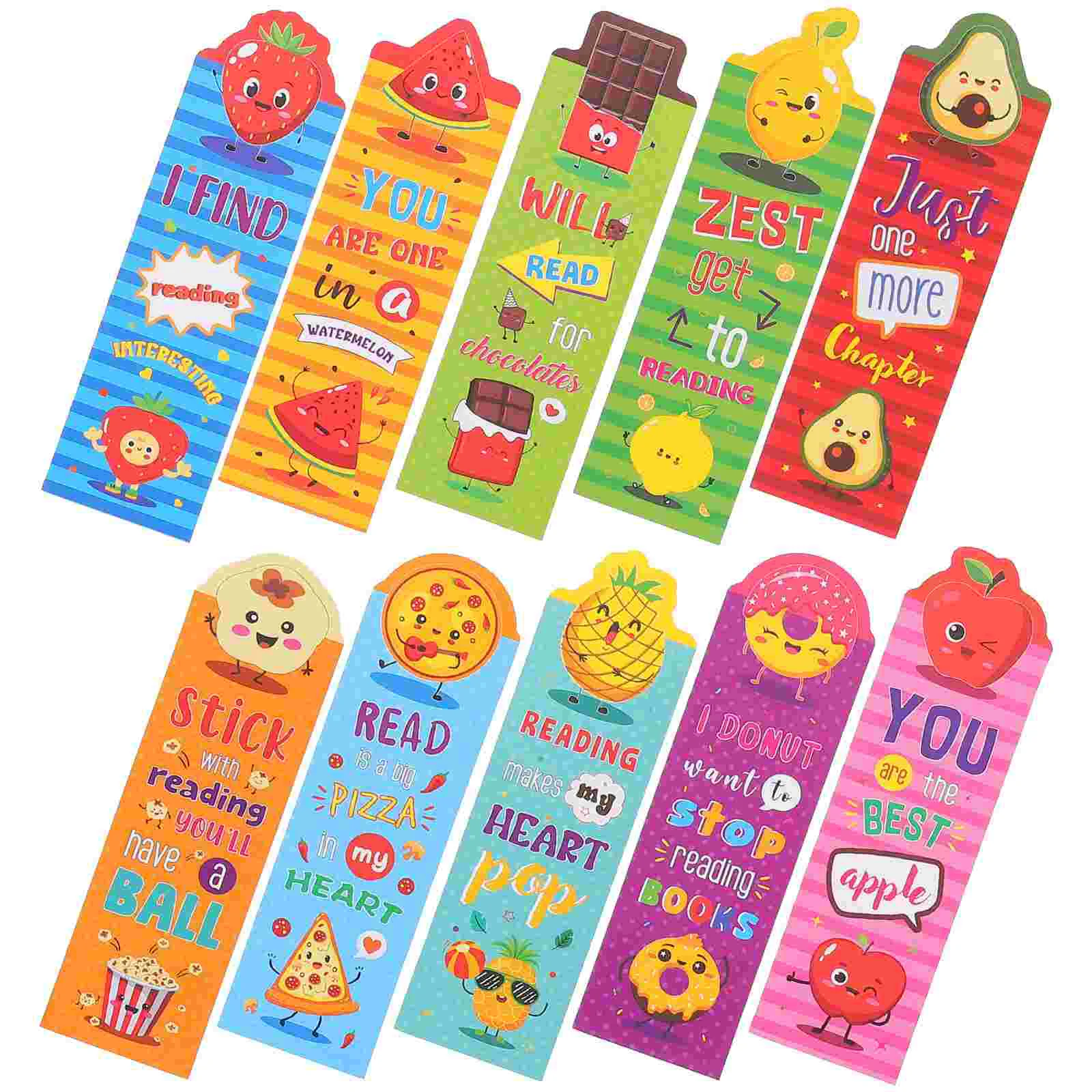 

30 Pcs Bookmarks Children's for Kids Classroom Rewards and Prizes Elementary Food Paper