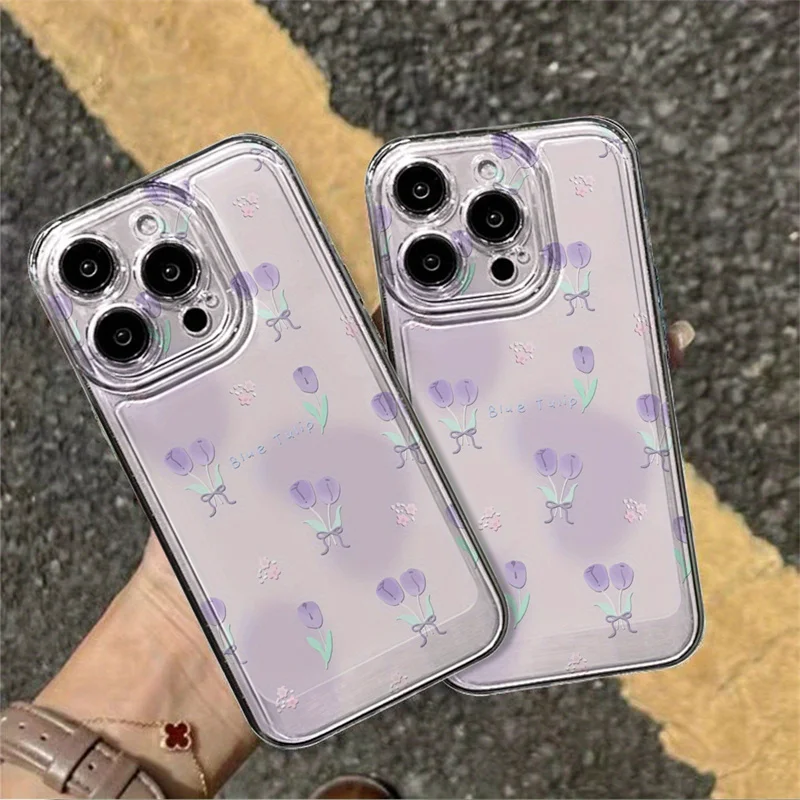 Fantasy Purple Tulip Flower Transparent Phone Case - Soft Cover