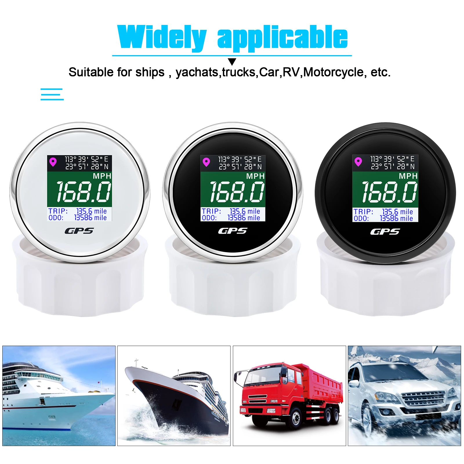 Tachimetro Gps Universale Contachilometri Km/H Mph Nodi Regolato Per Barca Auto Moto 52Mm Schermo Tft Misuratore Di Velocità Digitale Antenna Gps