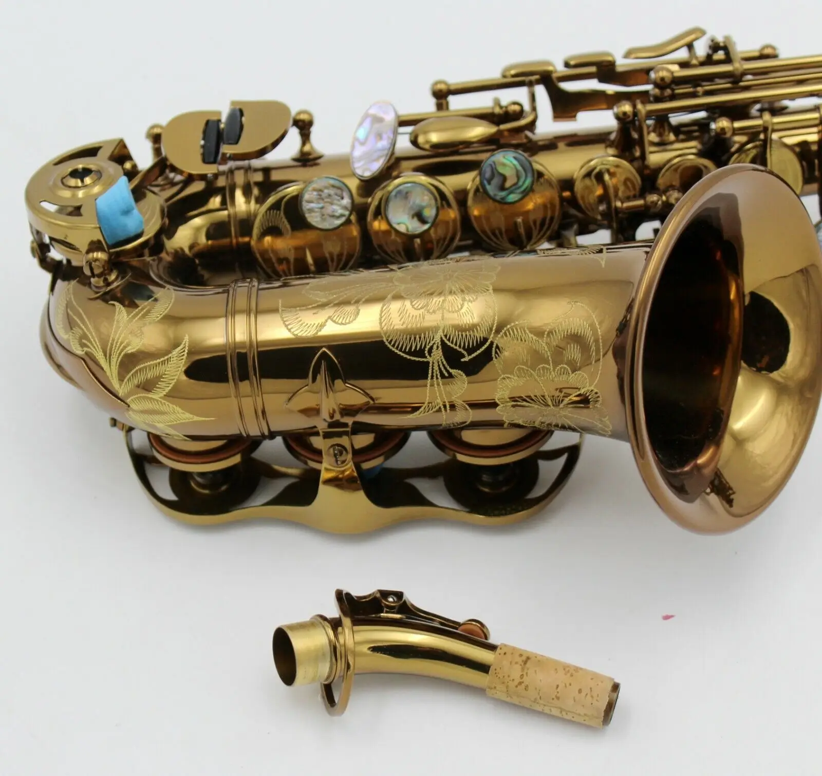 

Eastern music German style cognac curved soprano saxophone with engraving