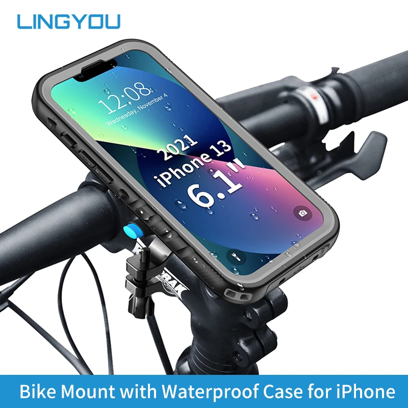 Metalen Telefoon Mount Voor Iphone 14 11 12 Pro Max 7 8 Xs SE3 SE2 Met Waterdichte case Motorfiets Stuur Houder|Mobiele telefoon houders & Standaarden| -