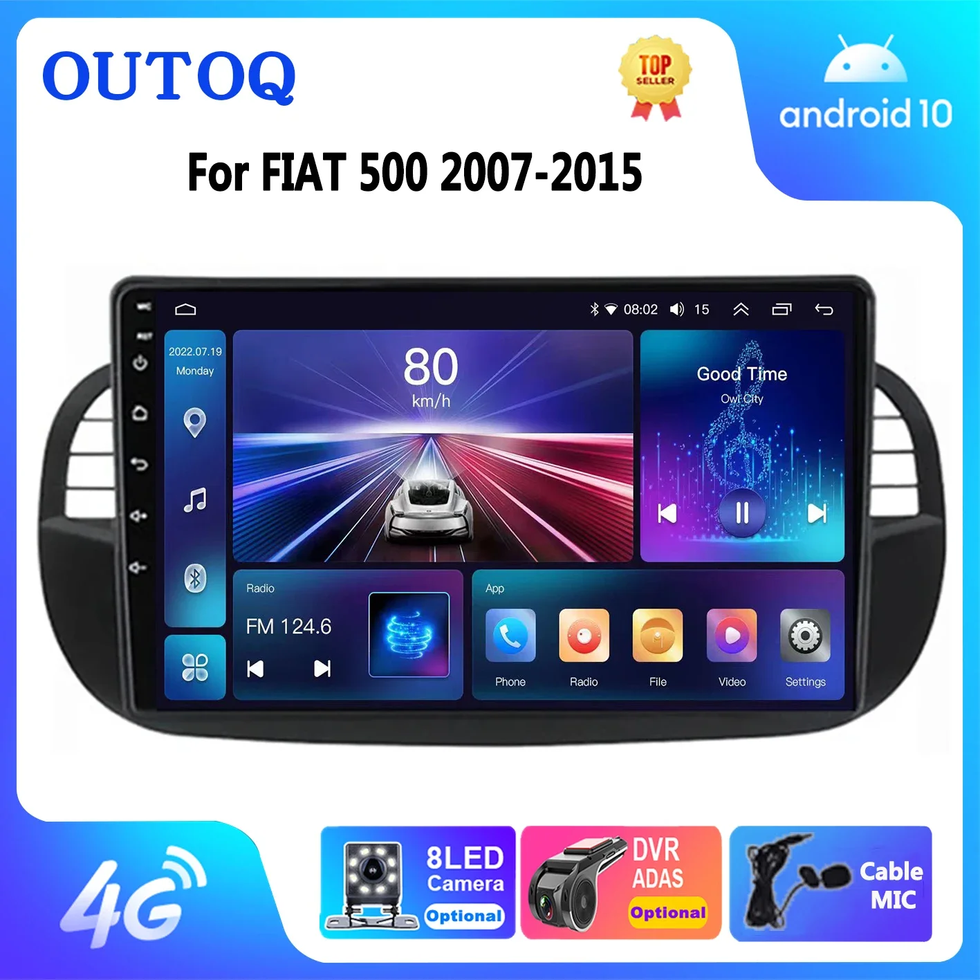 Android Auto Car Radio Carplay Per Fiat 500 2007-2015 Lettore Multimediale Stereo Navigazione Gps Dvd Video Auto Carplay Ips