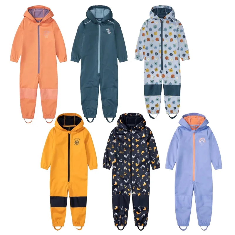 Baby Jumpsuit Children's Spring and Autumn Soft Shell Plush Windproof Rainproof Outdoor Jumpsuit for Boys and Girls baby rompers cotton jumpsuit baby jumpsuit baby clothing