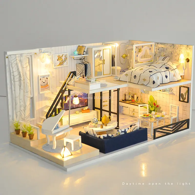 

2023 New Year Christmas Gifts Doll House DIY Miniature Dollhouse Toy Furnitures Houses Toys for Childred Birthday Gifts