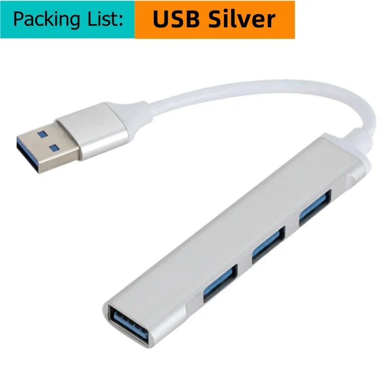 UltraSlim Aluminum USB-C Hub: 4-Port SuperSpeed Adapter for Computers and Laptops