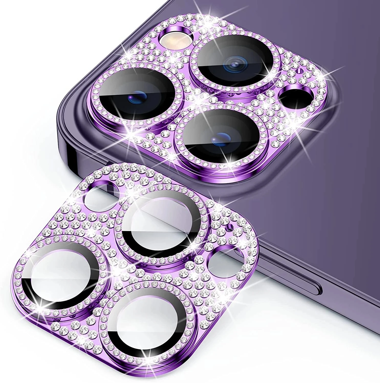 Bling Metal Glitter Diamond Camera Lens Protector for iPhone 14 13 12 11 Pro Max Plus 13 12 Mini 14 Pro Glass Screen Protection_voghion.com