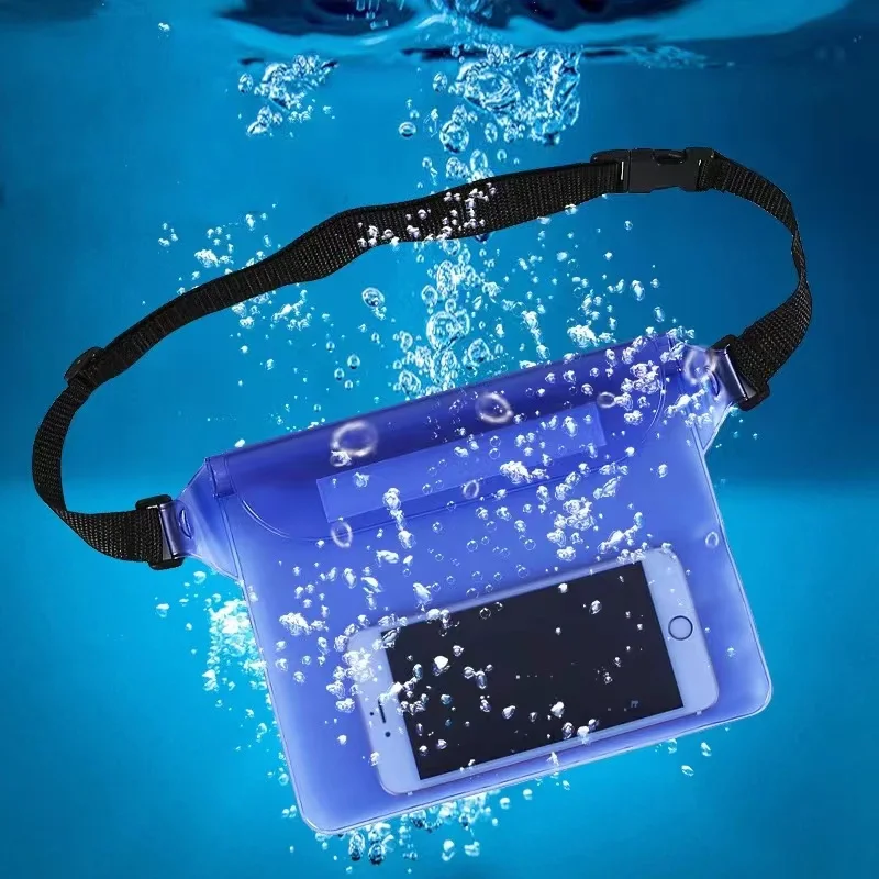 Three Layer Sealed Waterproof Bag with Touch Screen Adjustable Waistband for Underwater Protection Beach Swimming Rowing