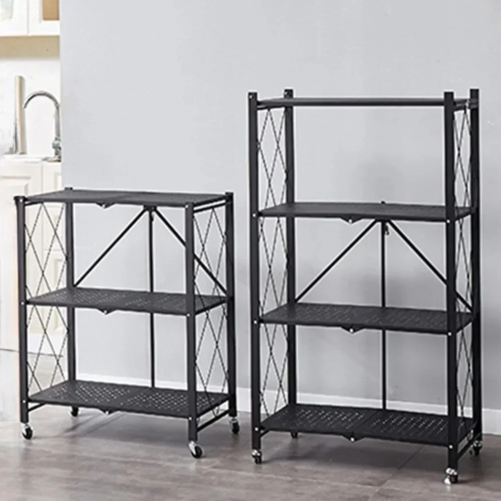 Foldable, No Installation Kitchen Rack Multi-layer Storage Rack Bookshelf Multifunctional Flower Storage Bookshelves