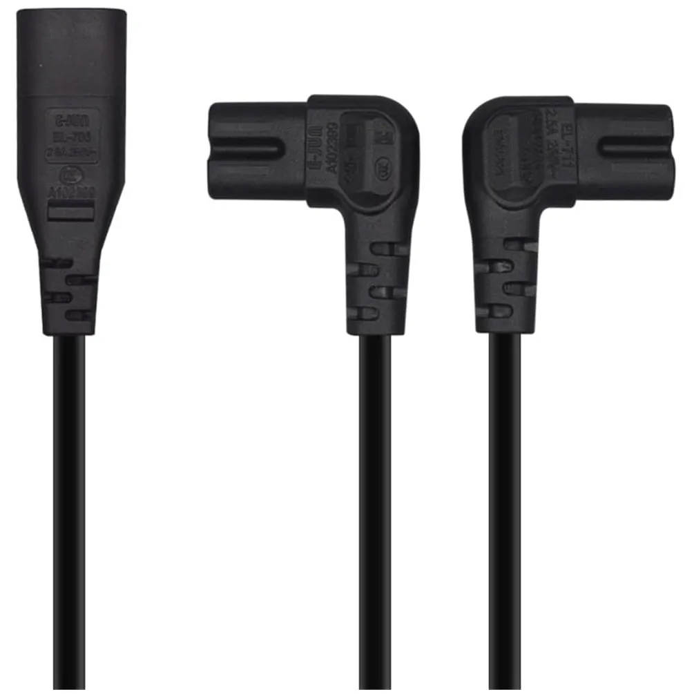 Dual C7 Y Splitter Power Cable with Right Angle Connector – 30CM Length