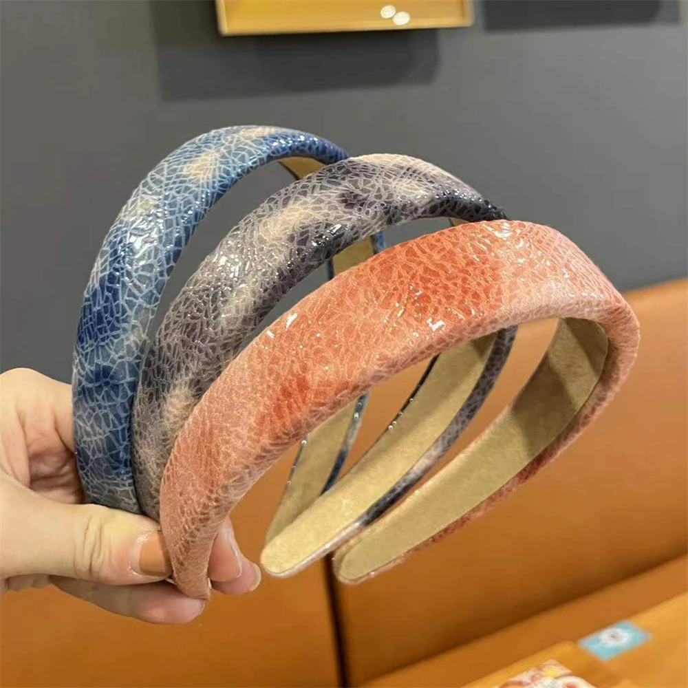 

Повязка на голову со змеиным узором из искусственной кожи, модная женская уличная повязка для йоги для йоги, челка, головные уборы для макияжа, аксессуары для волос для девочек