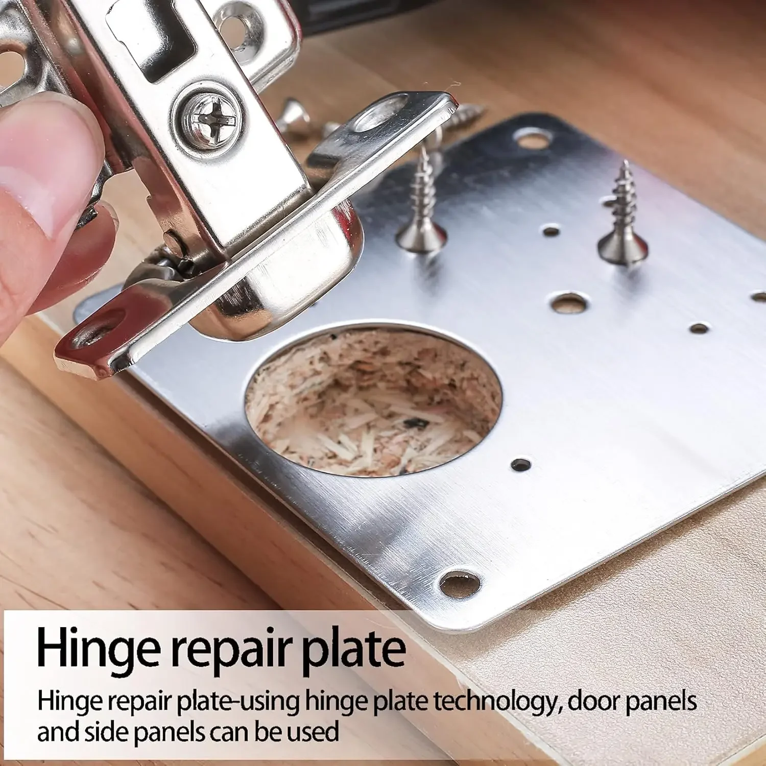 Hinge Repair Plates 1/8Set Hinge Repair Plates Stainless Steel Cabinet Door Hinge Mounting Plate with Screws Flat Fixing Brackets Kitchen Hardware