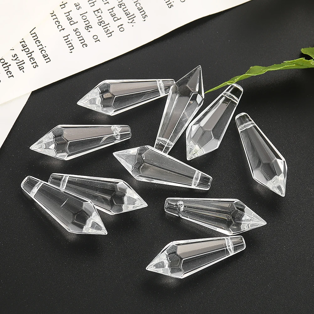 Icicle Crystal Prism Chandelier Crystal Pendant Suncatcher Glass Pointed Drop Faceted Beads DIY Jewelry Making 5PCS crystal sun catcher,chandelier crystal drops,crystal beads