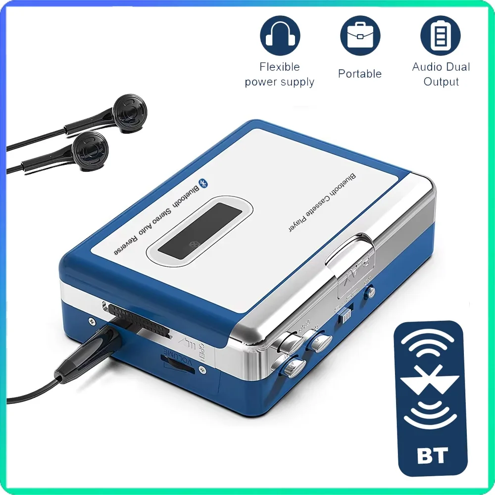 Portable Retro Cassette Music Player Walkman Tape Support 3.5mm Headphones Wireless Bluetooth Cassette Player Transmit