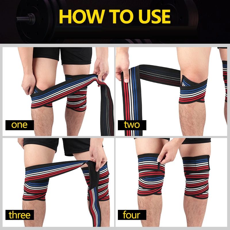 Knee Wraps 1PC Fitness Pressurized Straps Gym Weight Lifting Squat Training Elastic Bandages Leg Knee Compression Wraps