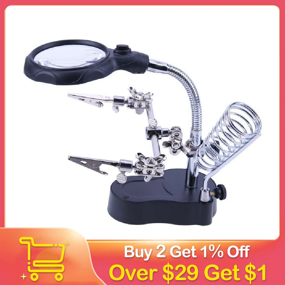 Welding Magnifying Glass With Led Light 3.5x12x Lens Auxiliary Clip