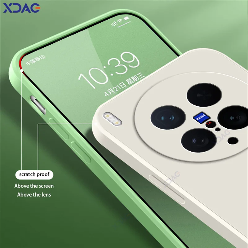 Luxury Dual Layer Cellphone Case Cover with Camera Protection - Soft Square Liquid Silicone Armor