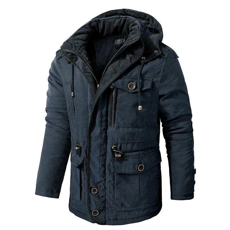Men's Thicken Parkas Cashmere Fleece Coats Military Outdoor Warm Winter Jacket Cotton-Padded Male Windbreaker Hooded Outwear 6