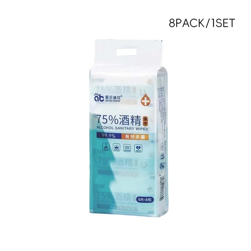 48 יחידות / 8 חבילות מגבוני תינוק מיניים היפואלרגניים וללא ריח רכים במיוחד לעור רגיש נבדק על ידי דרמטולוג