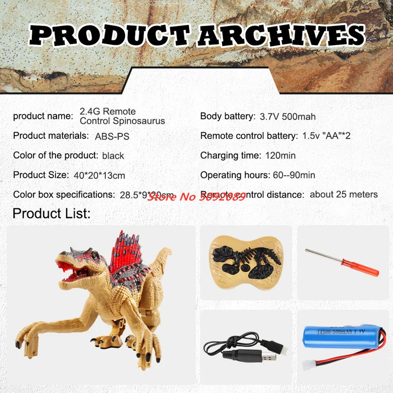 40cm 2.4G RC Spinosaurus Raptor Velociraptor Roar Walking Light Music Simulate  Sound Remote Control Animal Robot Boy Child Gift 6