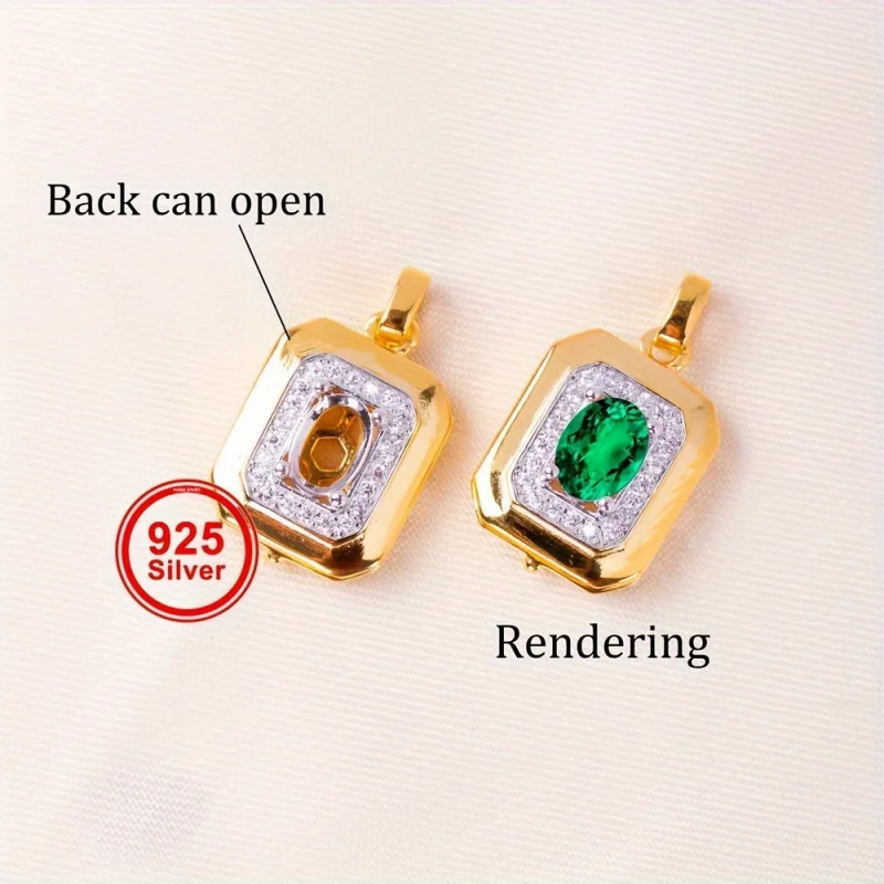 

4*6mm S925 Sterling Silver Pendant, Exquisite Bicolor Electroplating Craftsmanship,For Handcrafted Jewelry Making