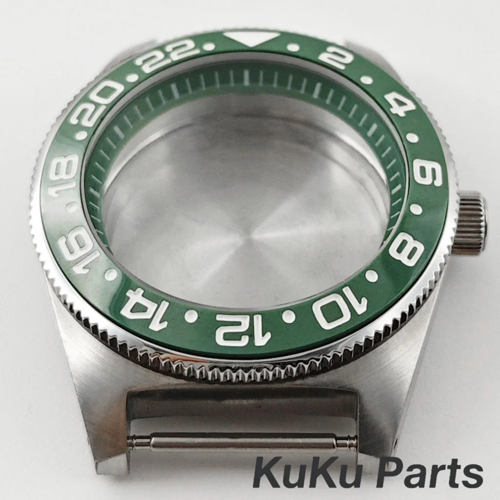 Green Ring GMT Ceramic Bezel Watch Case with 40mm Diameter and 28.5mm Dial Capability