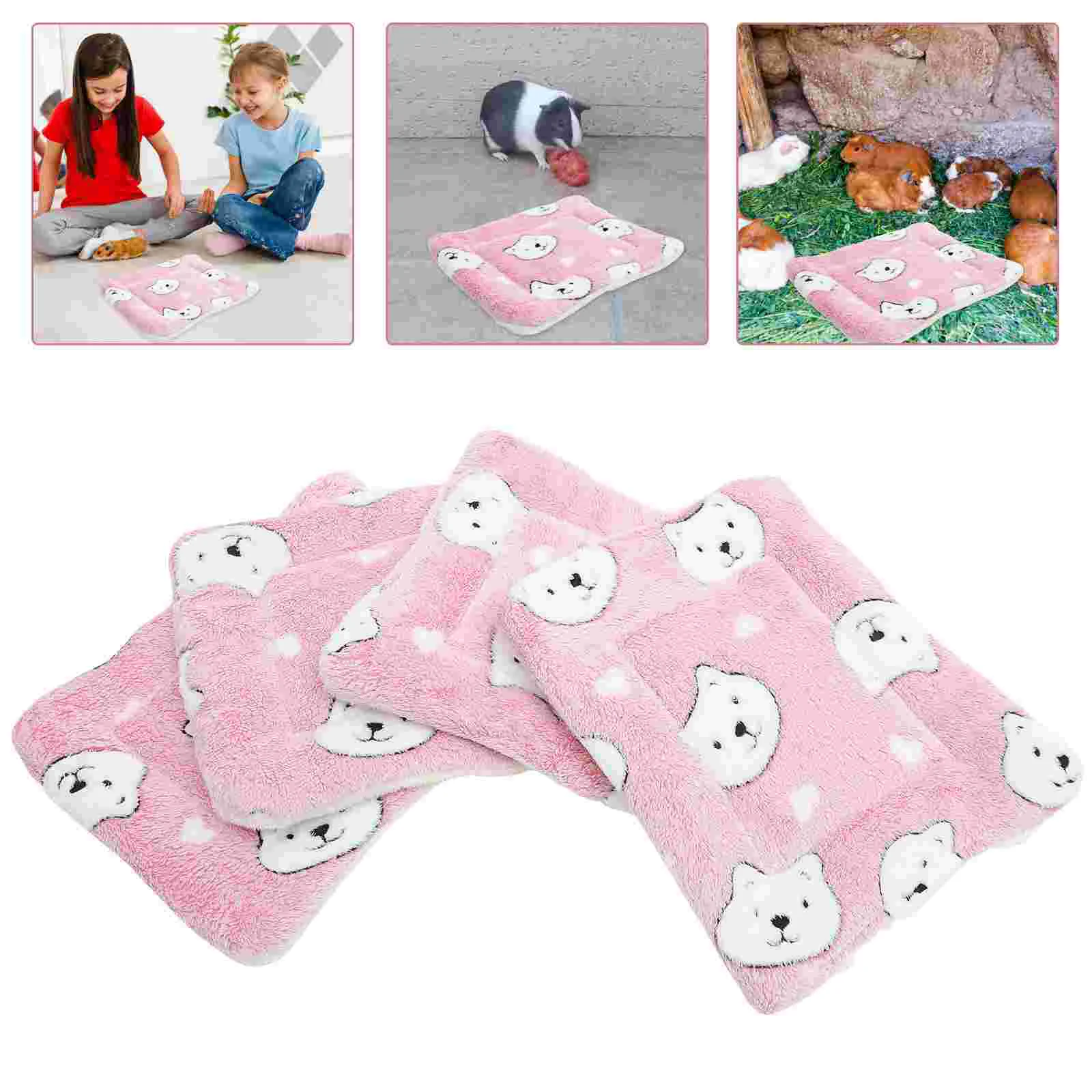

4 Pcs Guinea Blankets Accessories Syrian Hamster Wool Sleeping Mat Reusable Towels Animal Cushion Cover Small Pad